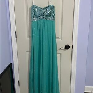 Teal blue sequin dress
